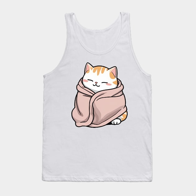 Cute chubby cat in  a blanket Tank Top by InkPulse